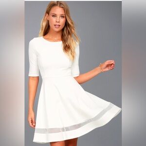 Lulus Sheer Factor White Mesh Skater Dress wedding engagement size medium
